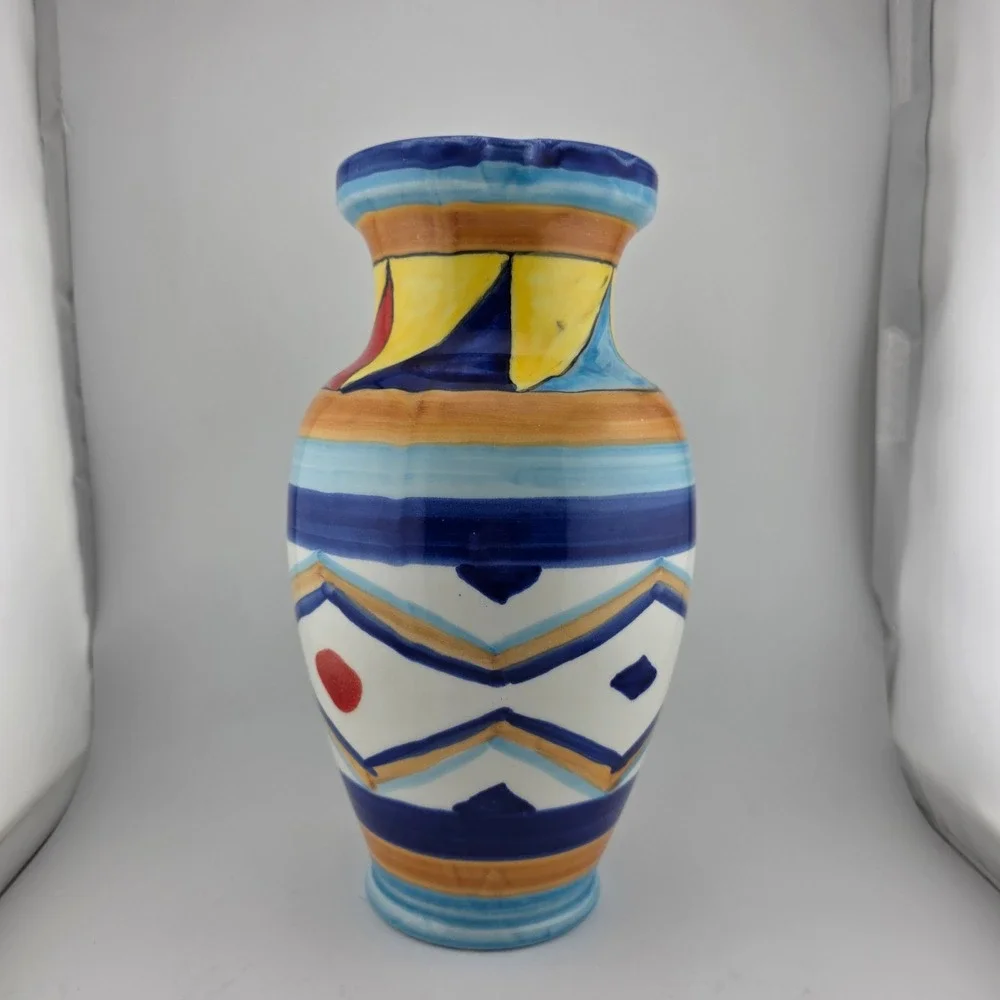 Pier 1 Imports Italian Hand Painted Ceramic Pitcher‎ Vase Made in Italy